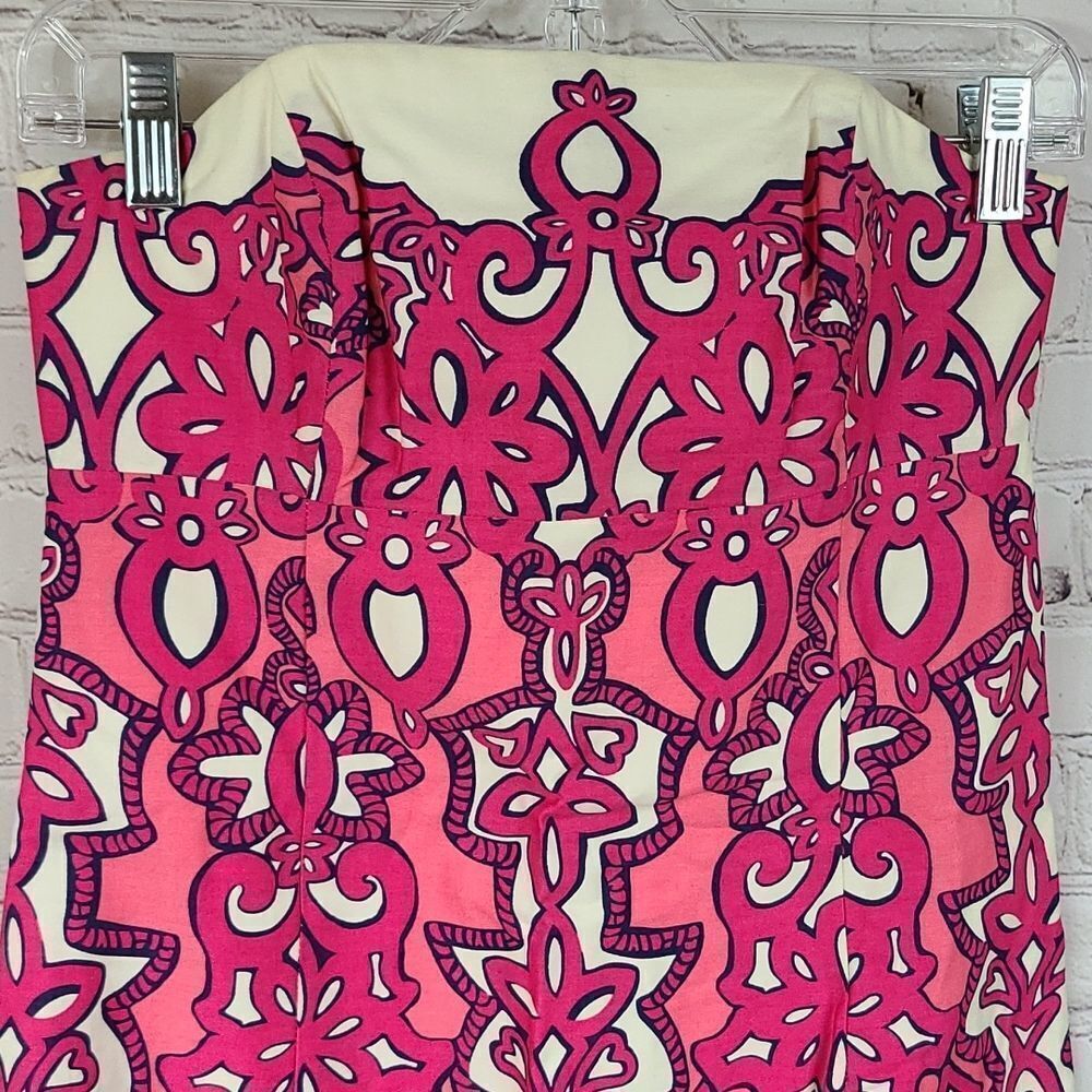 Lilly Pulitzer Bowen Strapless Dress Multi Chorus Girl Pink Baroque Sheath Mini - Picture 6 of 13